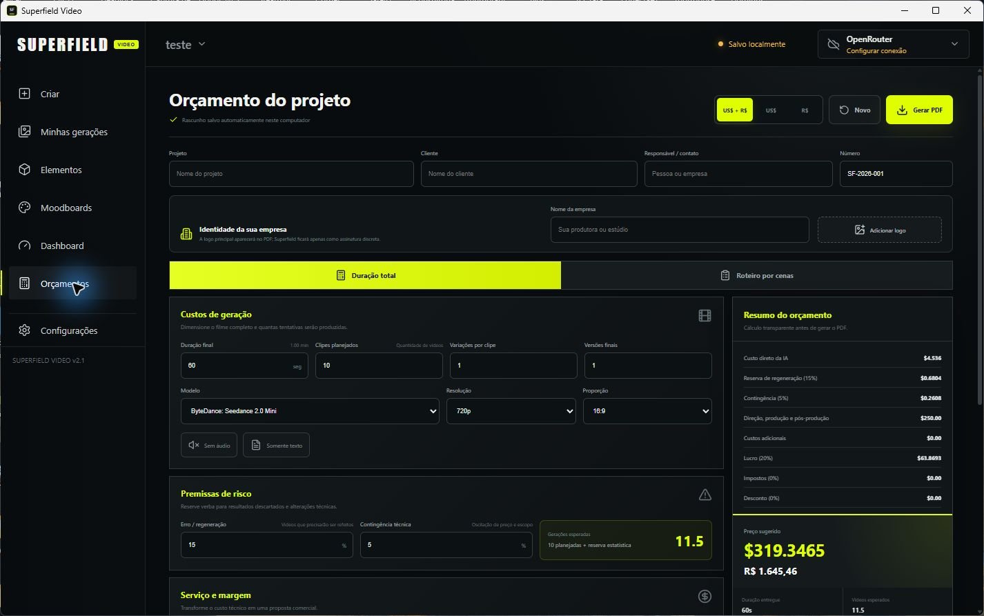 Calculadora de orçamento para projetos de vídeo com IA